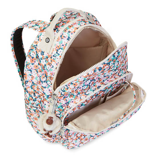 Seoul Large Printed Laptop Backpack,Meadow Flower Pink,large