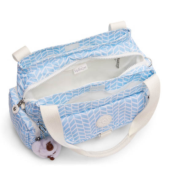 Felix Printed Handbag,Chevron Pool Blue,large