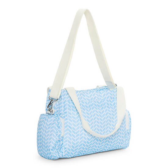 Felix Printed Handbag,Chevron Pool Blue,large