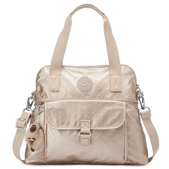 Pahneiro Metallic Handbag,Toasty Gold,large