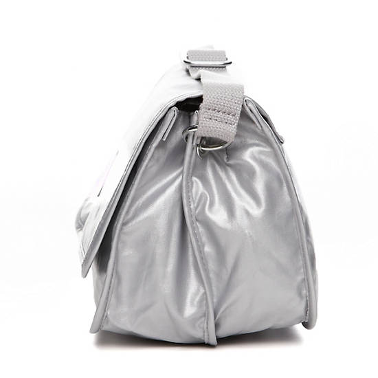 Louiza Metallic Crossbody Bag,Silver Metallic,large