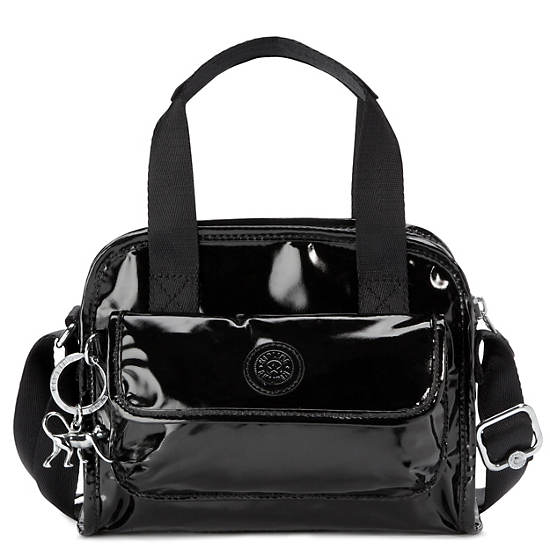 Defea Handbag,Black Patent,large