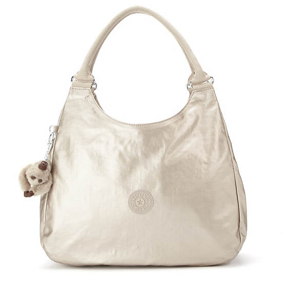 Bagsational Metallic Handbag,Silver Beige,large