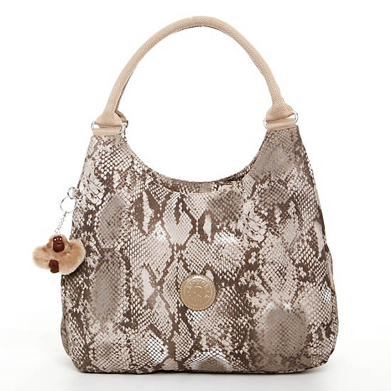 Bagsational Handbag,Beige Snake,large