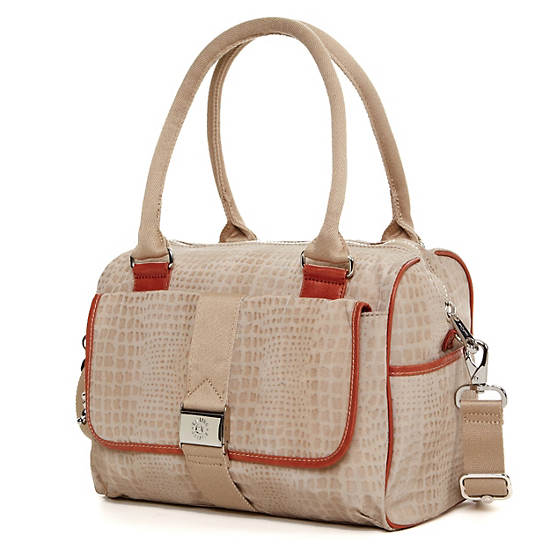 Double Up Handbag,Metallic Pewter Croc,large