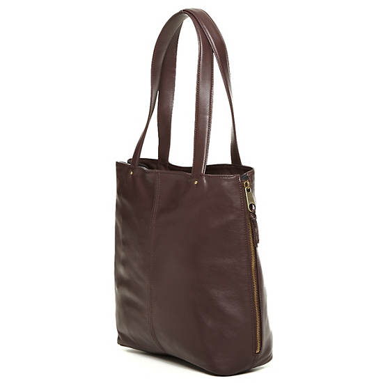 Hermine Leather Tote,Brilliant Yellow,large