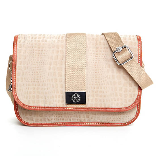 Louiza Crossbody Bag,Metallic Pewter Croc,large