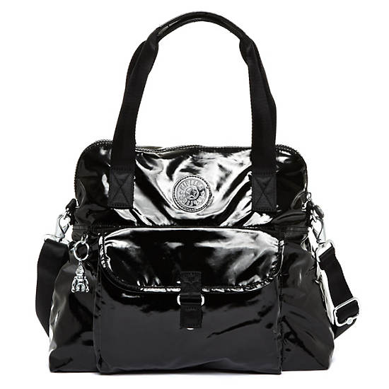 Pahneiro Patent Handbag,Black Patent,large