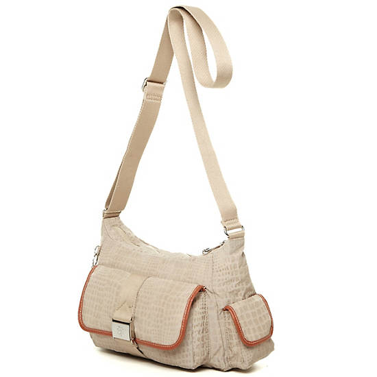 Priska Handbag,Metallic Pewter Croc,large