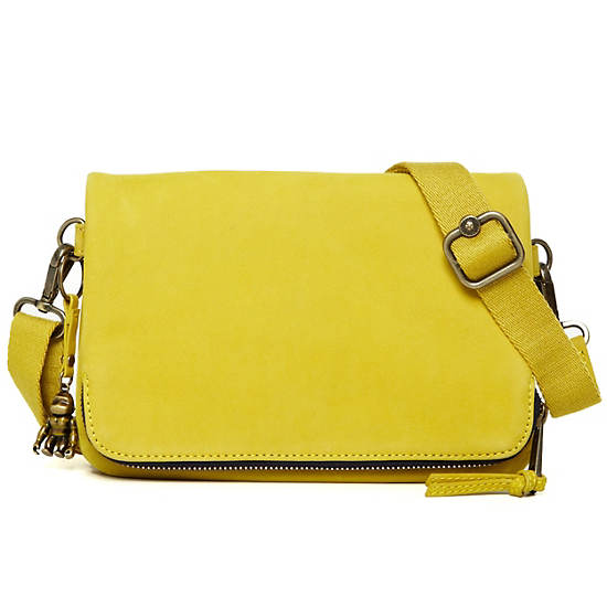 Verra Leather Crossbody Bag,Brilliant Yellow,large