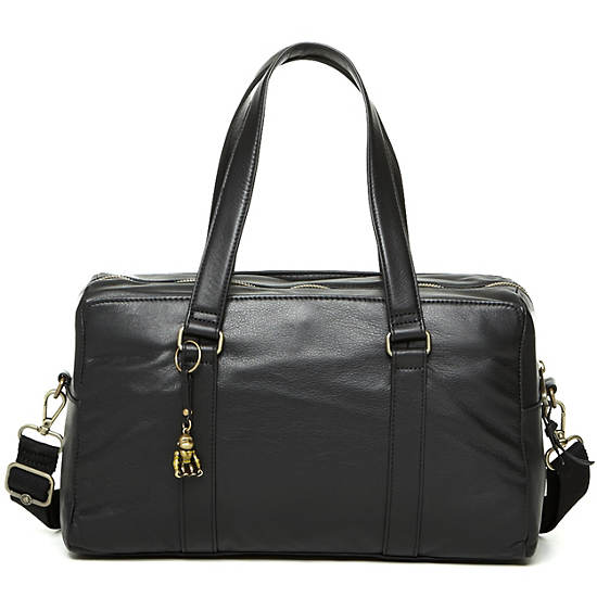 Yeri Leather Handbag,Black,large