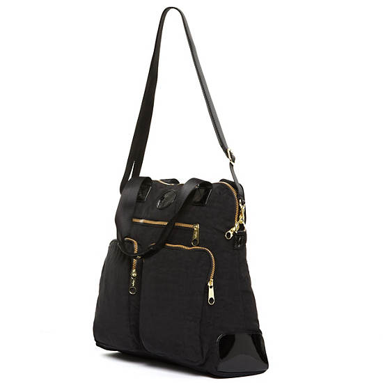 Maddie Handbag,Black Gold Mix,large