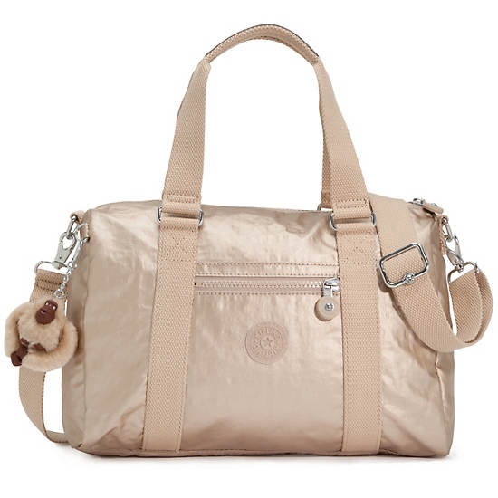 RYDER SMALL METALLIC HANDBAG,Toasty Gold,large
