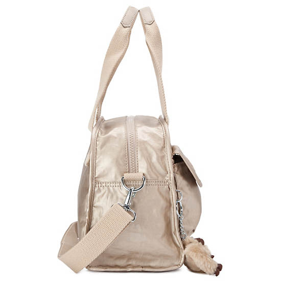 STAR SMALL METALLIC HANDBAG,Toasty Gold,large