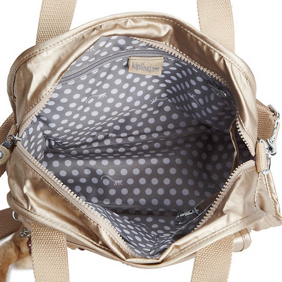 STAR SMALL METALLIC HANDBAG,Toasty Gold,large