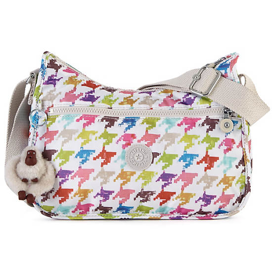 Sara Jane Printed Crossbody Bag,Houndstooth Multi,large