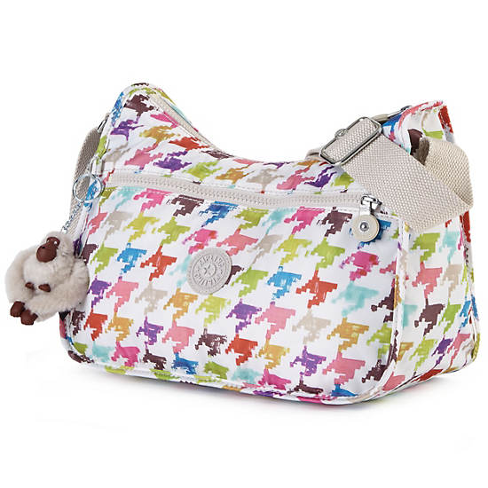 Sara Jane Printed Crossbody Bag,Houndstooth Multi,large