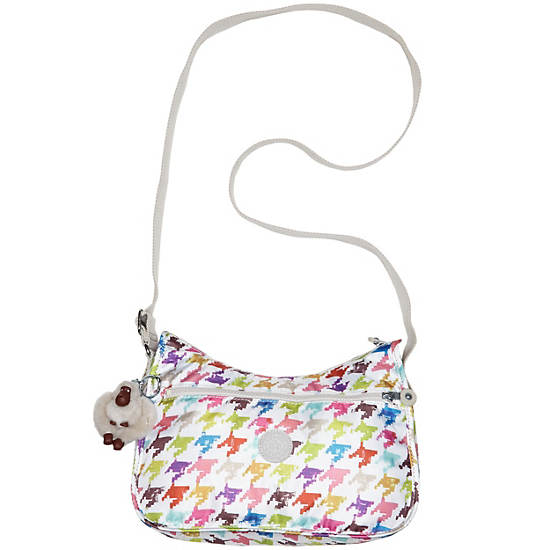 Sara Jane Printed Crossbody Bag,Houndstooth Multi,large