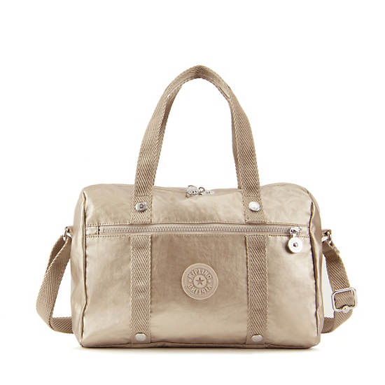 Darlena Metallic Handbag,Champagne Metallic,large