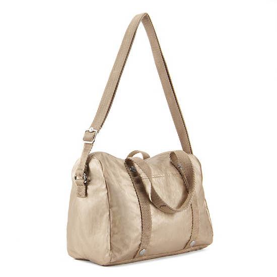 Darlena Metallic Handbag,Champagne Metallic,large