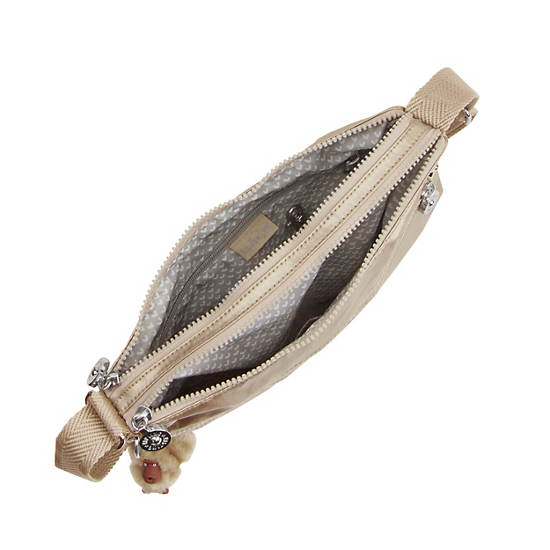Alvar Metallic Crossbody Bag,Champagne Metallic,large