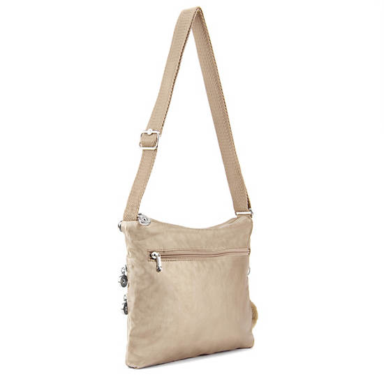 Alvar Metallic Crossbody Bag,Champagne Metallic,large