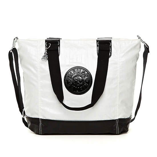 Shopper Combo Tote,Black Pearlized White Com,large