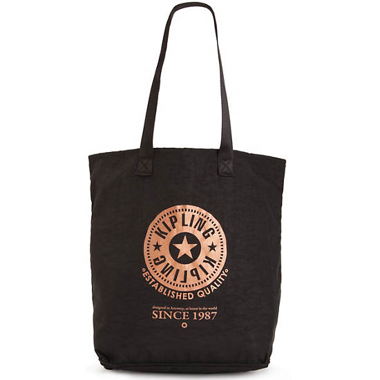 Hip Hurray Foldable Tote Bag,Black,large