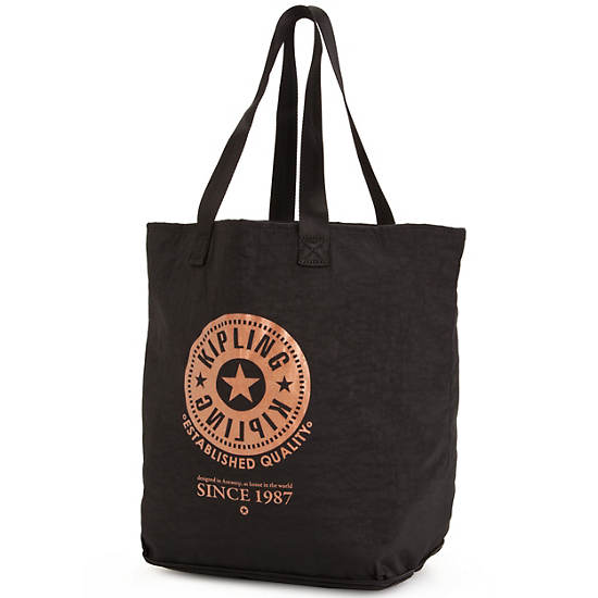 Hip Hurray Foldable Tote Bag,Black,large