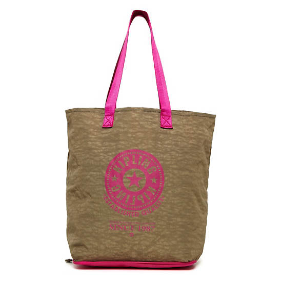 Hip Hurray Foldable Tote Bag,Rusty Khaki,large