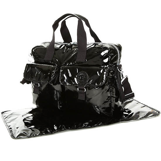New Large Baby Bag With Changing Mat,Black Patent,large