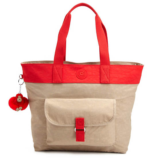 TABBY TOTE BAG,Cool Orange/Slate Grey Combo,large