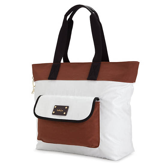 Tabby Coated Tote Bag,Hummus,large