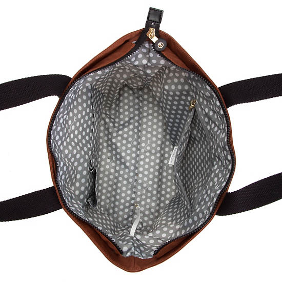 Tabby Coated Tote Bag,Hummus,large