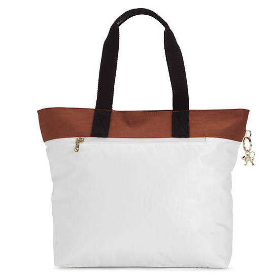 Tabby Coated Tote Bag,Hummus,large