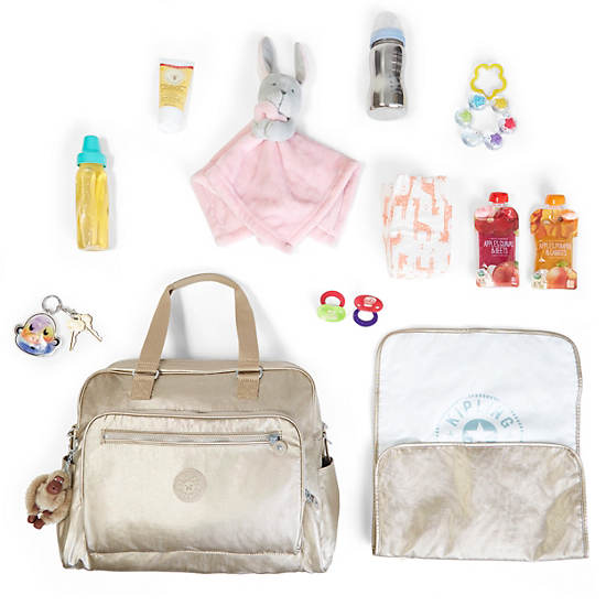 Alanna Metallic Diaper Bag,Platinum Metallic,large