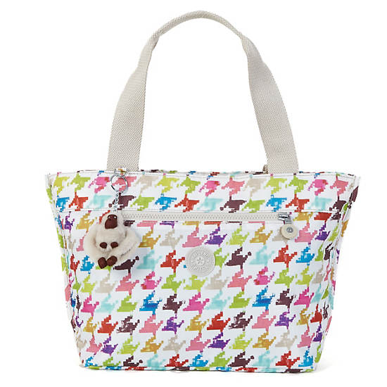 Jerimiah Printed Tote Bag,Houndstooth Multi,large