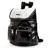 SHACKI PATENT BACKPACK,Black/White Combo,small