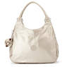 Bagsational Metallic Handbag,Silver Beige,small