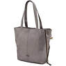 Hermine Leather Tote,Silver Leaf Metallic,small