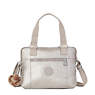 Brent Metallic Double Compartment Handbag,Metallic Pewter,small