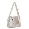 Brent Metallic Double Compartment Handbag,Metallic Pewter,small