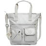 Johanna Coated Tote Bag,Pearlized Ash Grey,small