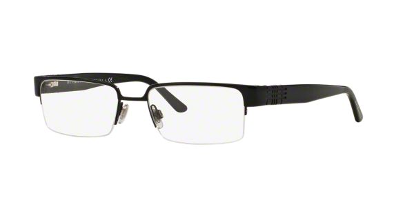 BE1110: Shop Burberry Black Semi-Rimless Eyeglasses at ...