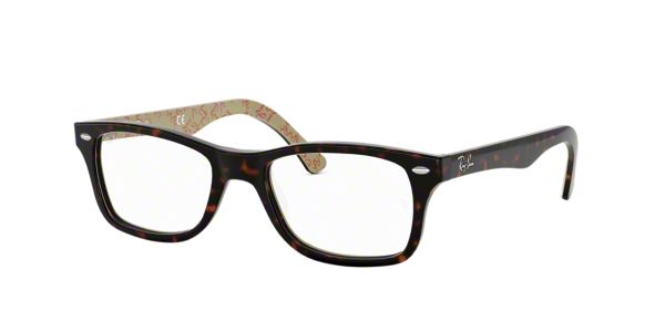 RX5228: Shop Ray-Ban Tortoise Square Eyeglasses at ...