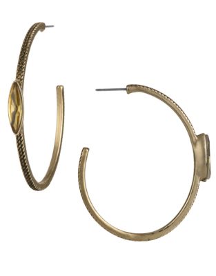 UPC 024576999476 product image for Sam Edelman Metallic Open Hoop Earrings with Stone Accents | upcitemdb.com