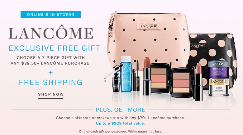 Receive a free 7-piece bonus gift with your $39.5 Lancôme purchase