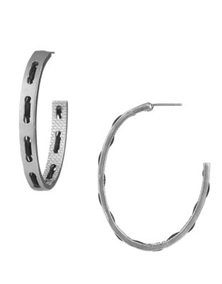 UPC 024576002596 product image for Sam Edelman Metal and Stitched J-Hoop Earrings | upcitemdb.com