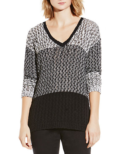 UPC 039378655710 product image for Two By Vince Camuto Colorblock V Neck Sweater | upcitemdb.com