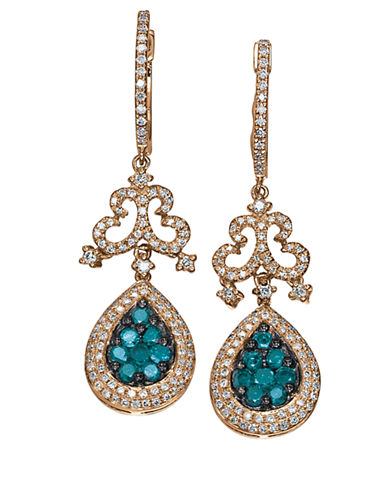 Blue Diamond Earrings in 14 Kt. Rose Gold
